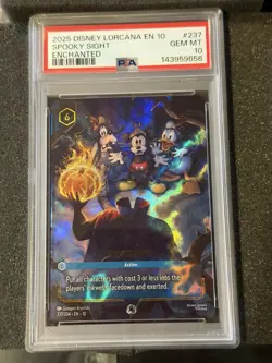 2025 Disney Lorcana Whispers In The Well EN 10 Spooky Sight Enchanted PSA 10 GM - Image 1
