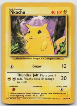 Pokemon Card Pikachu Common Base Set 058/102 - Image 1