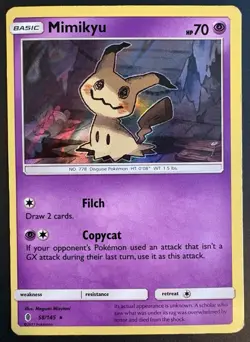 Mimikyu 58/145 Holo Rare Sun & Moon Guardians Rising Pokemon Card HP - Image 1