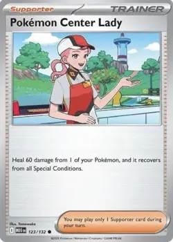 Pokemon Center Lady 123/132 Me01: Mega Evolution Reverse Holo - Image 1