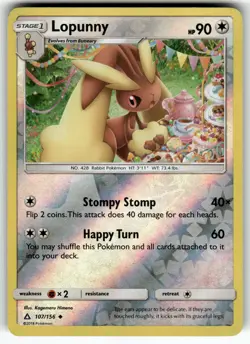 Lopunny 107/156 SM - Ultra Prism LP Pokemon Card TCG - Image 1