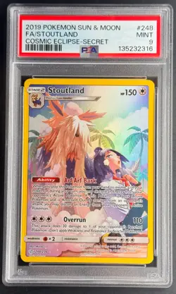 2019 Pokemon Stoutland 248/236 Cosmic Eclipse Secret Rare Full Art PSA 9 MINT - Image 1