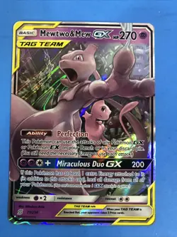 Pokemon Mewtwo & Mew GX 71/236 Ultra Rare TAG TEAM Holo Sm-Unified Minds NM - Image 3