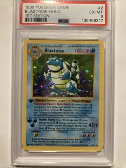 Pokemon TCG First Edition Shadowless Base Set Blastoise Holo PSA 6 EX-MT - Image 1