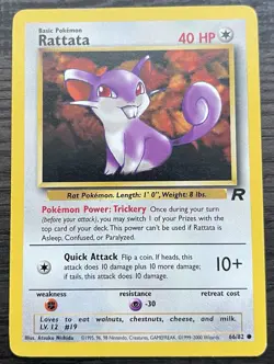 Rattata 66/82 Team Rocket Pokemon TCG WOTC Lightly Played - Image 1