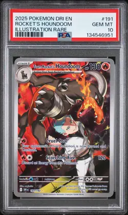 2025 POKEMON DRI EN-DESTINED RIVALS #191 TEAM ROCKET'S HOUNDOOM PSA 10 - Image 1