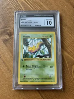 1999 Pokemon Base Set Weedle 1st Edition CGC 10 Gem Mint #69 - Image 1