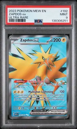 2023 POKEMON MEW EN-151 ULTRA RARE #192 ZAPDOS EX PSA 9 - Image 1