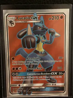 Pokemon Lucario GX 122/131 Sun & Moon Forbidden Light Holo Pokemon TCG - Image 1