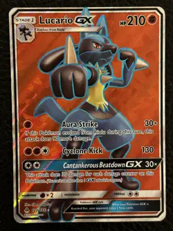 Pokemon Lucario GX 122/131 Sun & Moon Forbidden Light Holo Pokemon TCG - Image 2