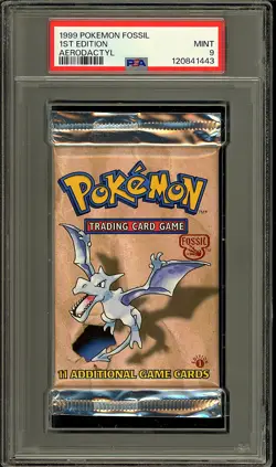 Pokemon 1999 WOTC 1st Edition Fossil Aerodactyl Sealed Booster Pack PSA 9 - Image 1