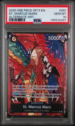 2025 ONE PIECE OP13-CARRYING ON HIS WILL ALTERNATE ART ST. MARCUS MARS PSA 10 - Image 1