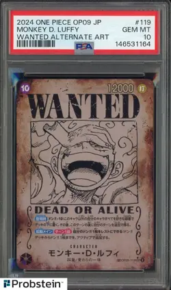 PSA 10 2024 One Piece JPN OP-09 Luffy Gear 5 Wanted OP05-119 Alt Art Gem Mint - Image 1