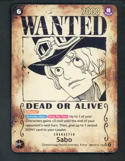 Sabo OP13-120 SP Wanted Poster Alternate Art One Piece Card English Carrying On - Image 1