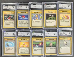 Lot (10) 1999 Pokemon Assorted CGC Graded Trainer Cards w/ Mr. Fuji - Image 1