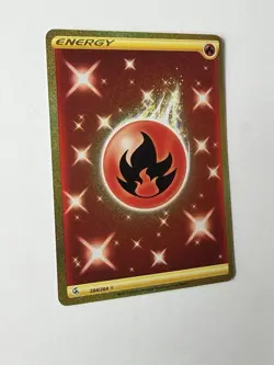 Fire Energy 284/264 SWSH08: Fusion Strike Gold Secret Rare Pokemon Card - Image 3