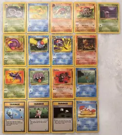 Pokemon Lot of 17 Cards Fossil - Vintage All Unique TCG - Arbok Psyduck NrMt - Image 1