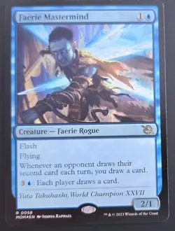 Wizards Magic: The Gathering Faerie Mastermind Creature Blue Rare March MOM #58 - Image 1