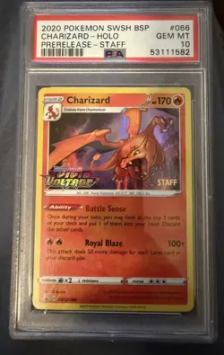 Pokemon Charizard SWSH066 Vivid Voltage Prerelease Staff PSA 10 - Image 1