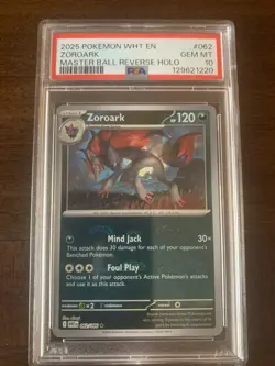 Pokemon TCG Zoroark 062/086 Master Ball Reverse Holo SV White Flare Card NM - Image 2