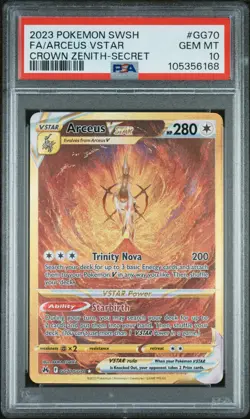 2023 POKEMON SWORD AND SHIELD CROWN ZENITH GG70 FULL ART/ARCEUS VSTAR PSA 10 - Image 1