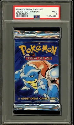 Pokemon 1999 Vintage WOTC Base Set Blastoise Sealed Booster Pack PSA 9 - Image 1