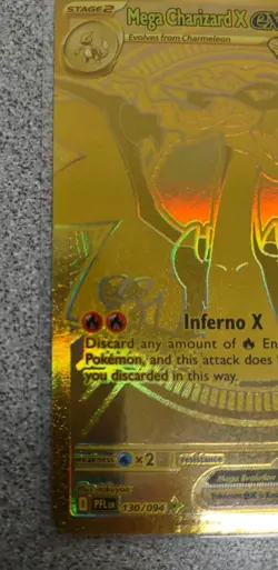 Gold Mega Charizard X EX 130/094 - English Pokemon Phantasmal Flames PACK FRESH - Image 3