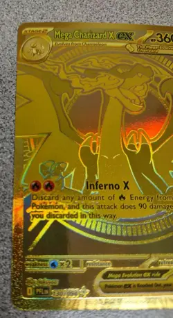 Gold Mega Charizard X EX 130/094 - English Pokemon Phantasmal Flames PACK FRESH - Image 5