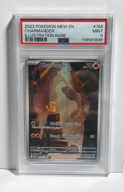 Pokemon Charmander 168/165 Scarlet & Violet 151 Illustration Rare Holo PSA 9 - Image 1