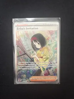 Pokemon TCG Scarlet & Violet 151 Full Art Rare Holo Trainer Erika’s Invitation - Image 1