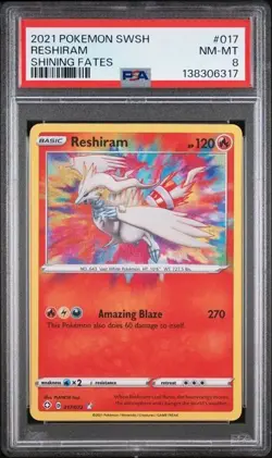 2021 POKEMON SWORD & SHIELD SHINING FATES #017 RESHIRAM PSA 8 - Image 1