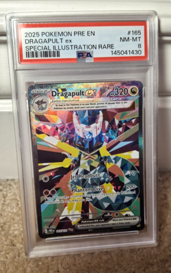 PSA 8 NM-MT 2025 POKEMON SV PRISMATIC EVOLUTIONS DRAGAPULT EX SIR HOLO 165/131 - Image 1