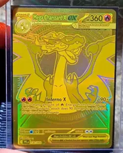 🔥 Mega Charizard X ex Gold 130/094 – Phantasmal Flames Pokemon TCG | Ultra Rare - Image 1