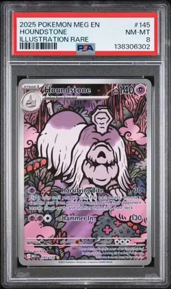 2025 POKEMON MEG EN-MEGA EVOLUTION ILLUSTRATION RARE #145 HOUNDSTONE PSA 8 - Image 1