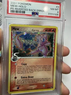 2007 Pokemon Pop Series 5 Mew Holo Inverted Back #3 Swirl PSA 8 - Image 3