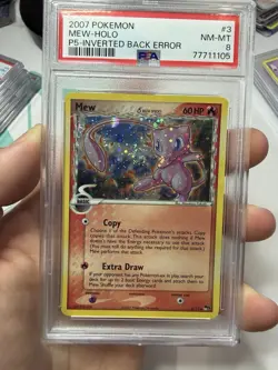 2007 Pokemon Pop Series 5 Mew Holo Inverted Back #3 Swirl PSA 8 - Image 4