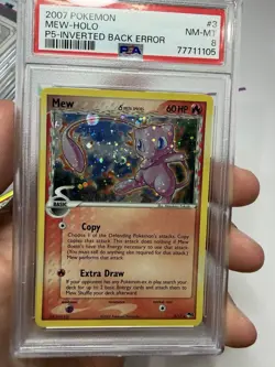 2007 Pokemon Pop Series 5 Mew Holo Inverted Back #3 Swirl PSA 8 - Image 5