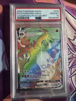 PSA 10 Gem Mint Charizard VMAX 74/73 Champion’s Path Rainbow Secret Rare - Image 1