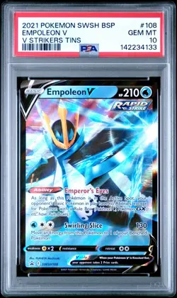 2021 POKEMON SWSH BLACK STAR PROMO 108 EMPOLEON V V STRIKERS TINS PSA 10 - Image 1