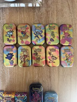 EMPTY Pokemon TCG Tin Mini Binder Lot Paldean Fates 151 Mini Tins XY - Image 2