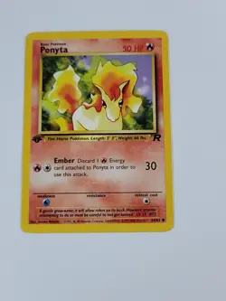 Pokemon Card 1st Edition Ponyta 64/82 Team Rocket Regular US - Image 1