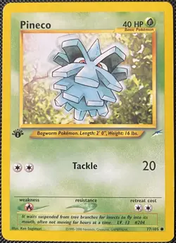 Pineco 77/105 Neo Destiny Regular 1st Edition - Pokemon Card - Image 1