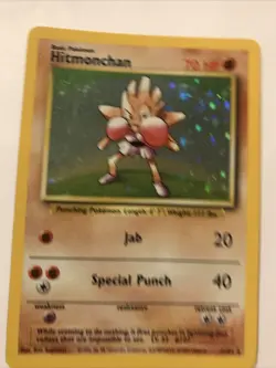 Pokemon TCG Hitmonchan Base Set Holo Rare Card 7/102 - Image 1
