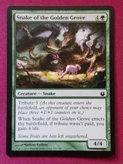 Magic The Gathering BORN OF THE GODS SNAKE OF THE GOLDEN GROVE green card MTG - Image 1