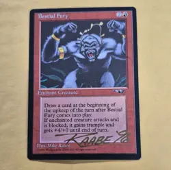 UNPLAYED GOLD SIGNED Bestial Fury Alliances NM Mike Rabbe Magic MTG EDH CUBE - Image 1
