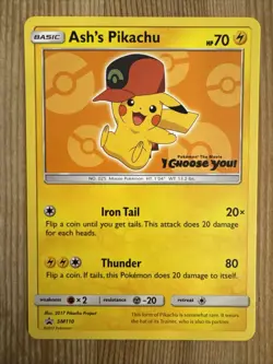 Ash's Pikachu - SM110 - Pokemon Sun & Moon Promo Rare Card NM - Image 1
