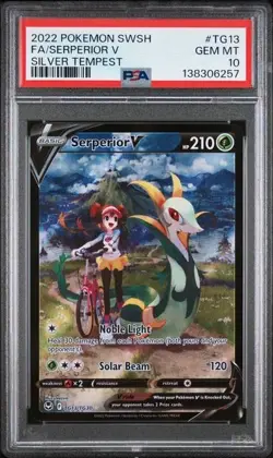 2022 Pokemon SWSH Silver Tempest #TG13 FA Serperior V PSA 10 Gem Mint With Rosa - Image 1