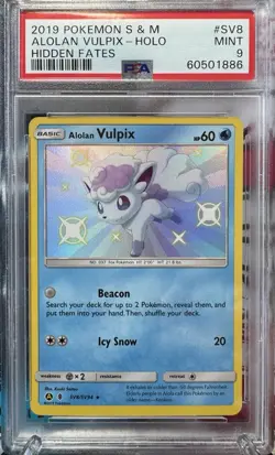 Alolan Vulpix SV8/SV94 Hidden Fates: Shiny Vault Holo PSA 9 Pokemon TCG - Image 1