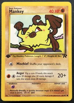 Mankey 61/82 1st Edition Team Rocket Pokemon Card LP - Image 1