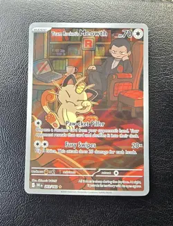 Pokemon TCG Team Rockets Meowth Illustration Rare Card 203/182 Destined Rivals - Image 1